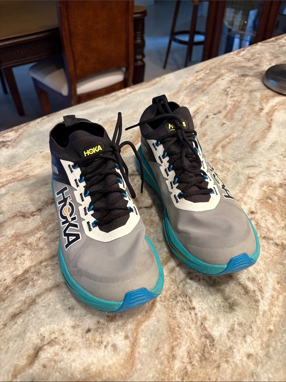 Hoka Women's Gray, Black and Teal Lightweight Running Sneakers